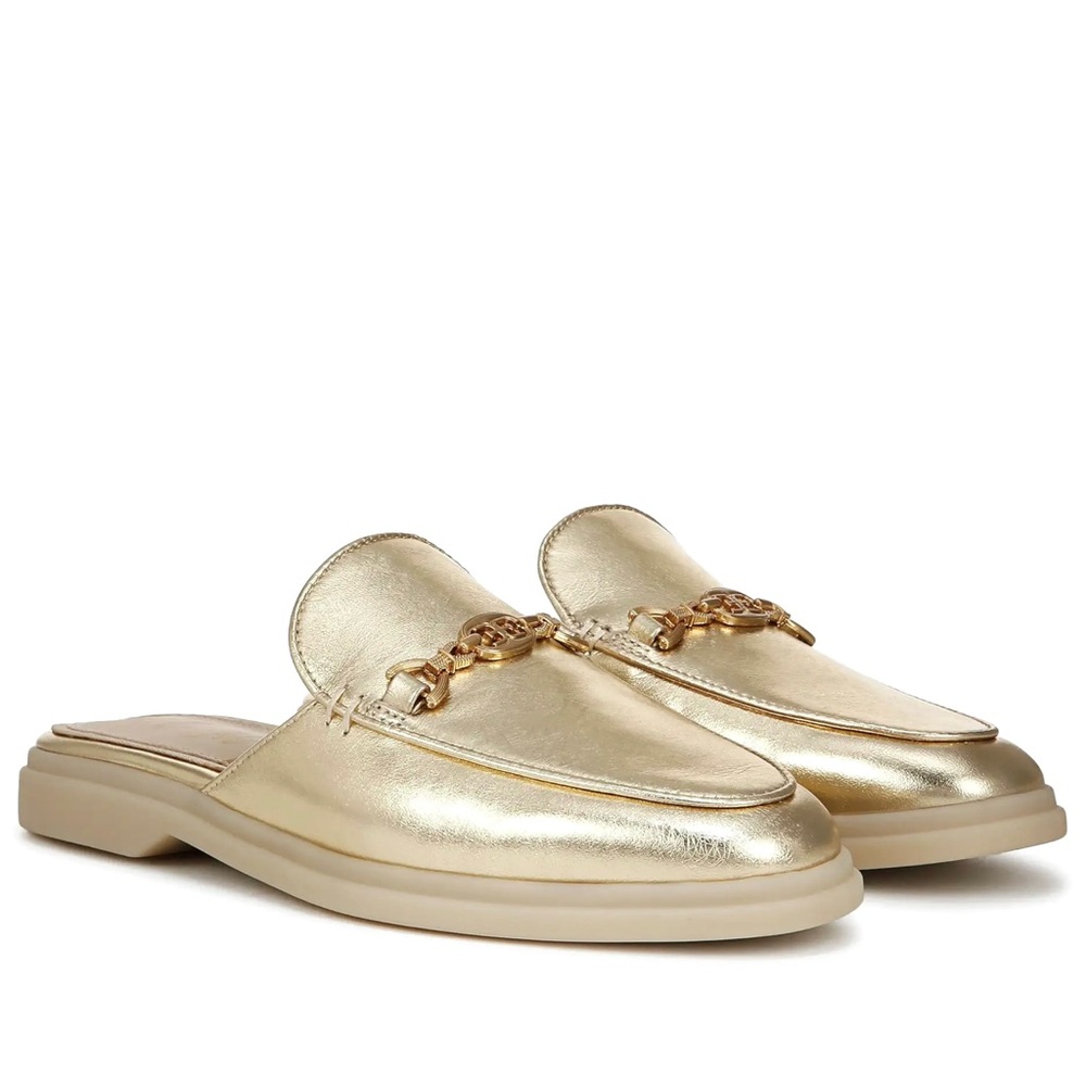 NEW SAM EDELMAN GOLD LOAFER MULES